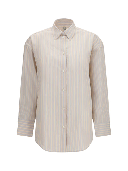 Toteme Oversized striped Shirt in cotton - Yellow/Sky