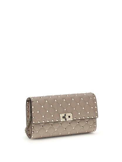 Valentino Garavani Rockstud Spike quilted Nappa Shoulder Bag - Poudre