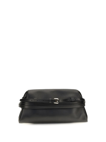 Moschino Leather Clutch with buckle detail - Black