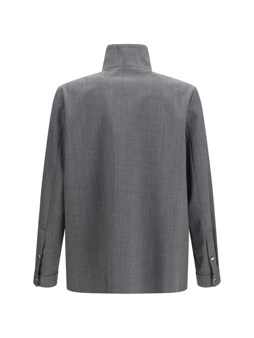 Valentino Mouliné wool shirt Jacket - Black/Grey