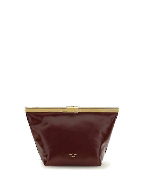 Jimmy Choo Ganache Leather Biker Clutch - Cherry/Gold