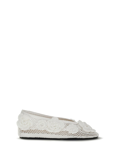 Ganni Jenny mesh Ballerinas - Egret