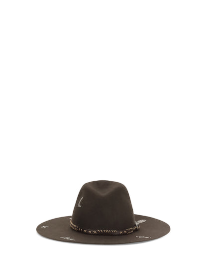 Golden Goose Embroidered wool Fedora - Dark Brown