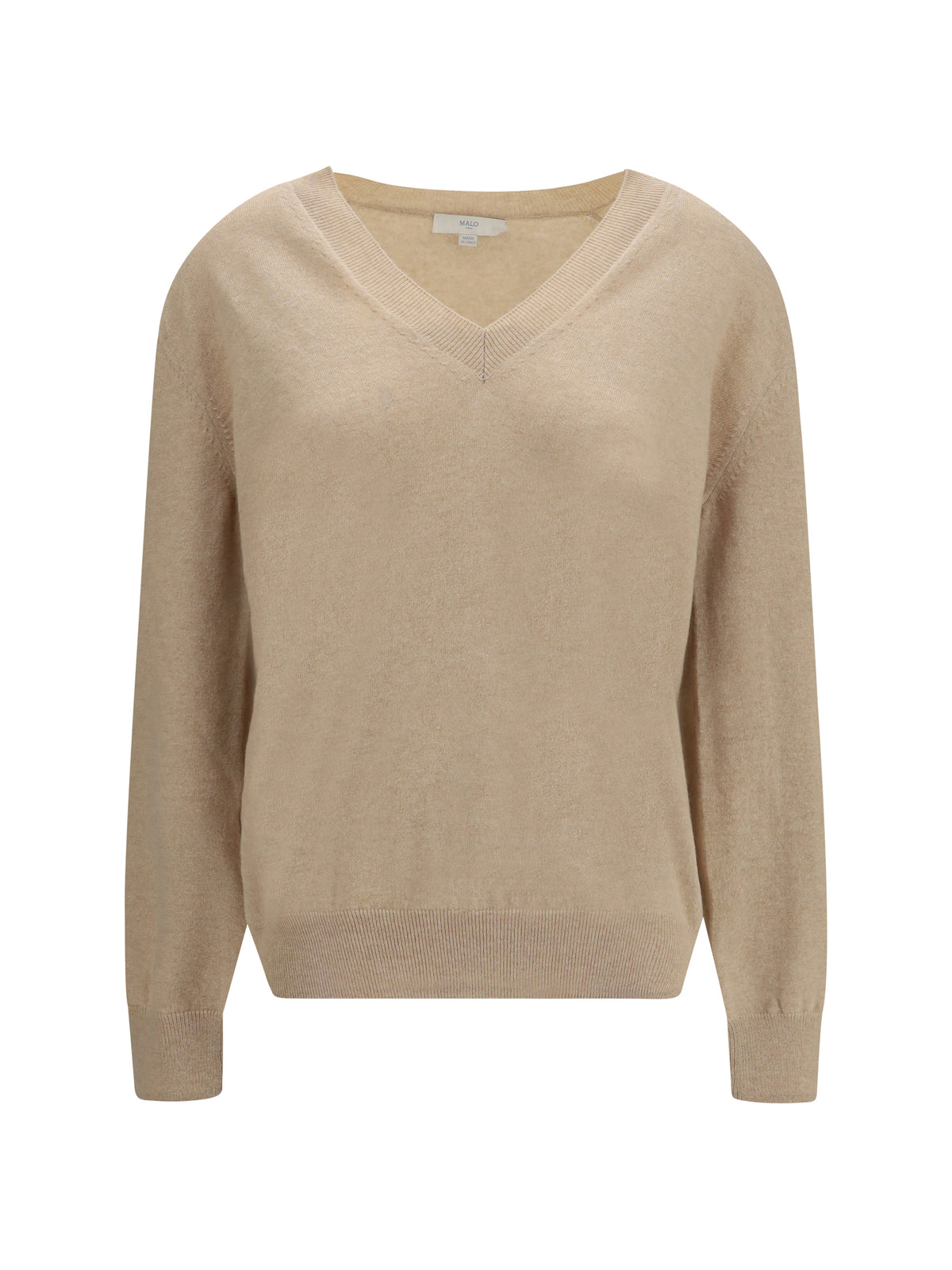 Malo Cashmere V-neck Sweater - Light Sand