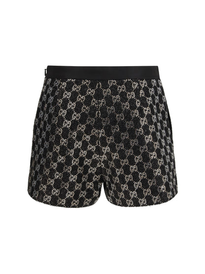 GUCCI Tweed wool lamé embroidered Shorts