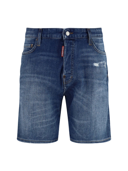 Dsquared2 Marine Short Denim Bermuda Shorts - Navy Blue