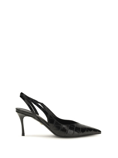 Ferragamo Crocodile-effect leather Slingback Pumps - Black