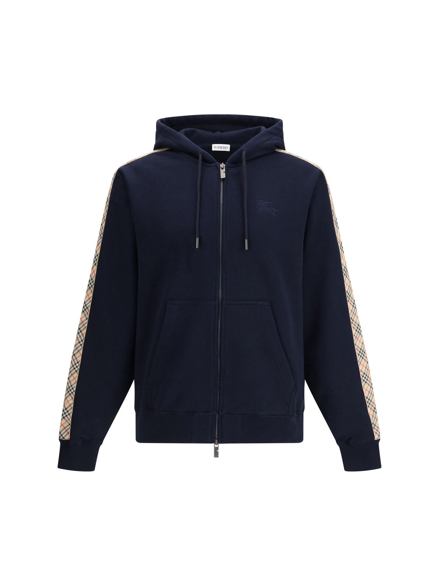 BURBERRY Check Trim Cotton Zip Hoodie