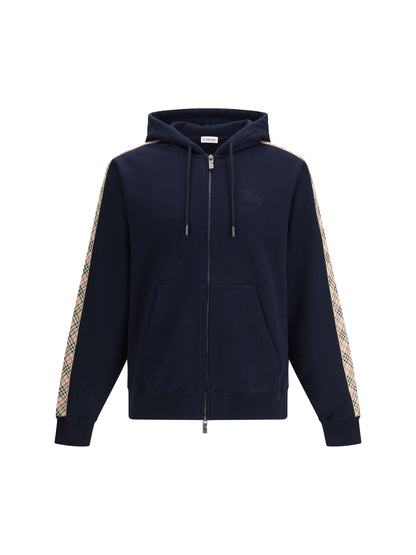 BURBERRY Check Trim Cotton Zip Hoodie