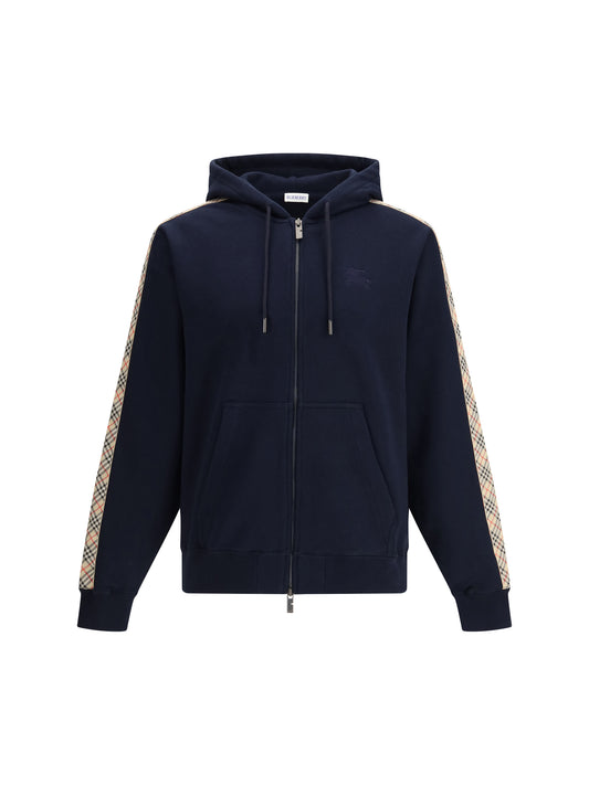 BURBERRY Check Trim Cotton Zip Hoodie