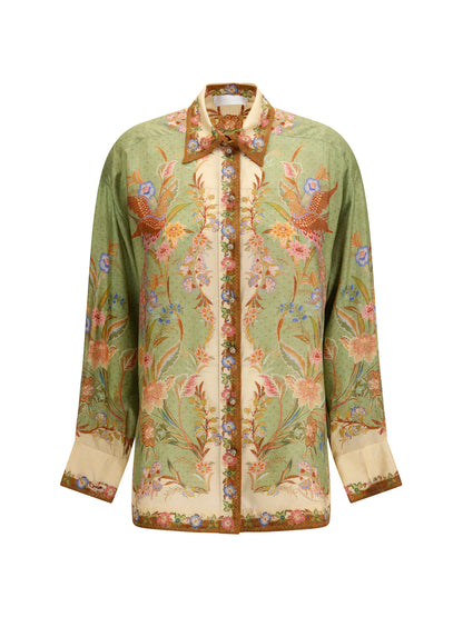 Zimmermann Indra Shirt - Khaki Scarf Floral