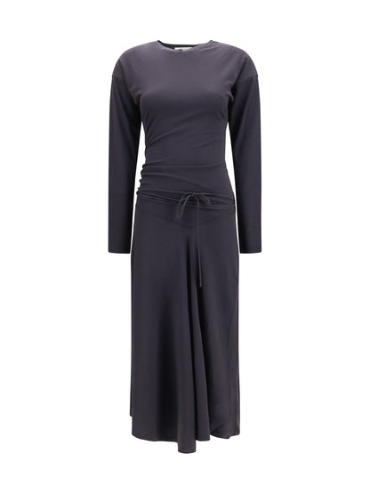 Lemaire Draped fitted long Dress - Basalt