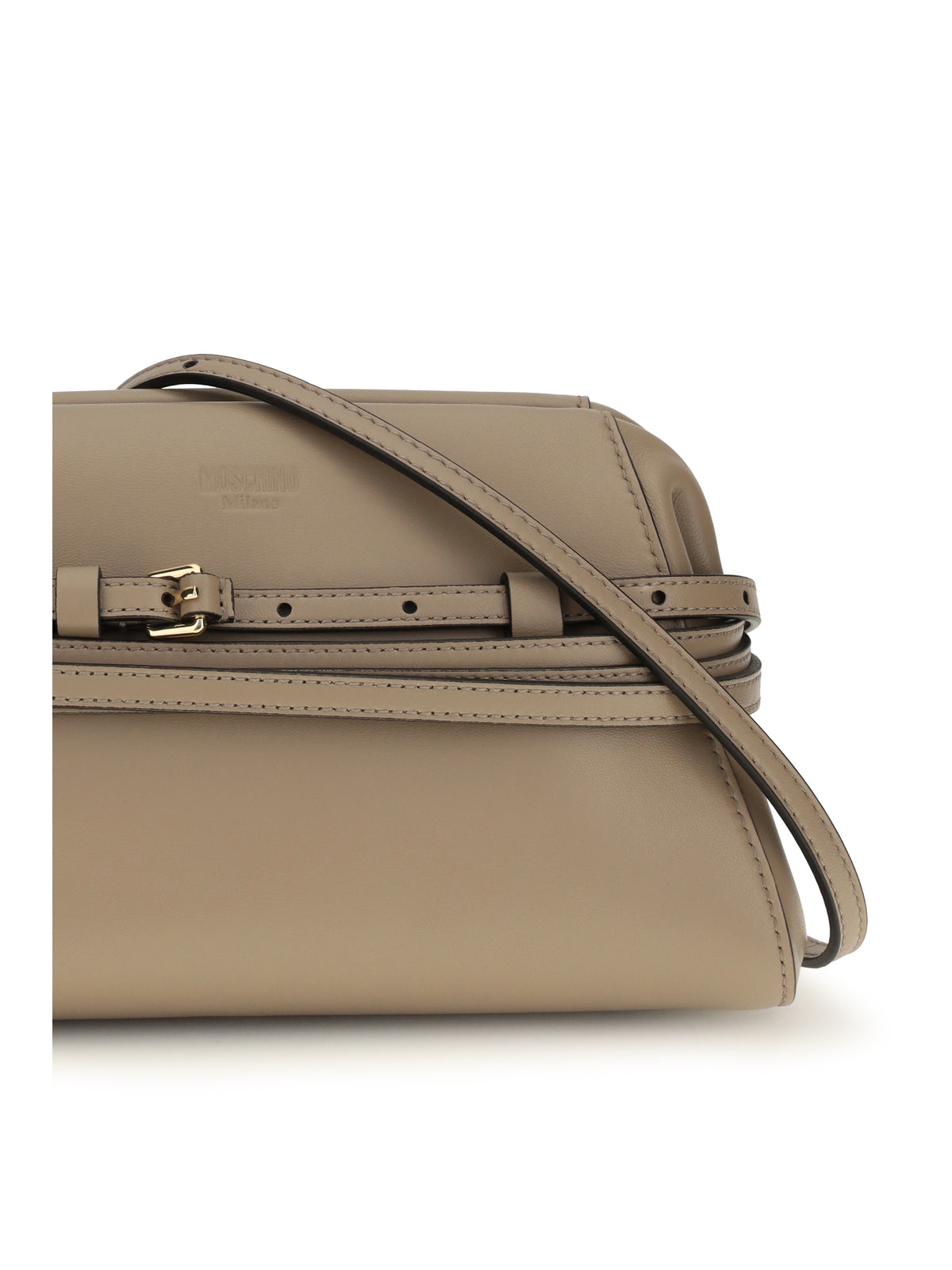 Moschino Belt-detail Clutch - Ecru