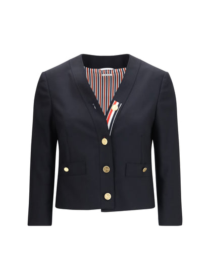 Thom Browne Hopsack Cardigan Jacket - Navy