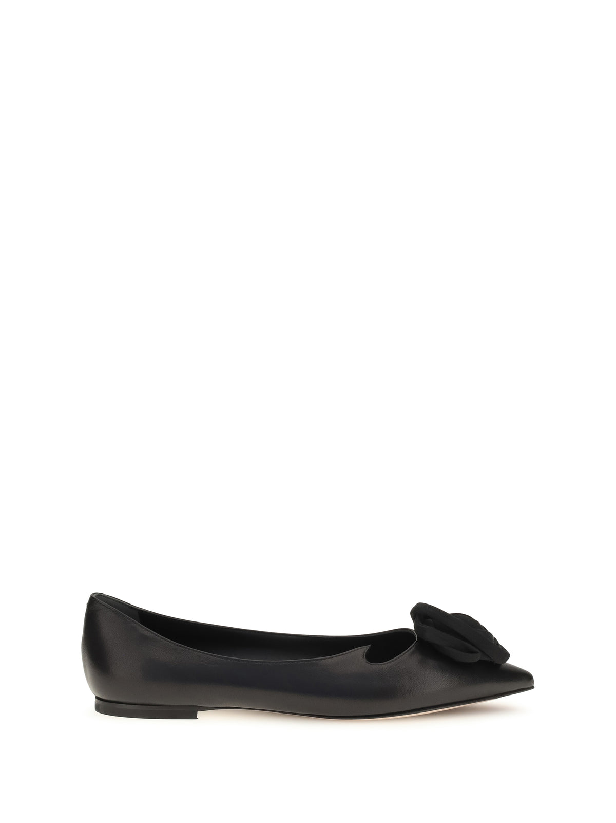 Roger Vivier Suede Rose Vivier Ballerinas - Black