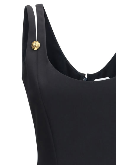 Versace Midi grain de poudre wool Dress - Black