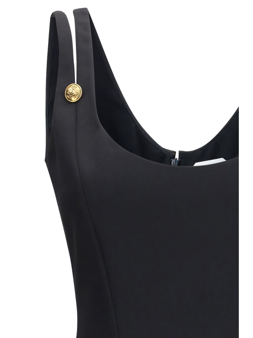 Versace Midi grain de poudre wool Dress - Black