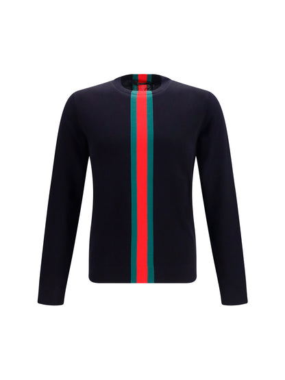 GUCCI Knitted cotton Sweater with Web intarsi