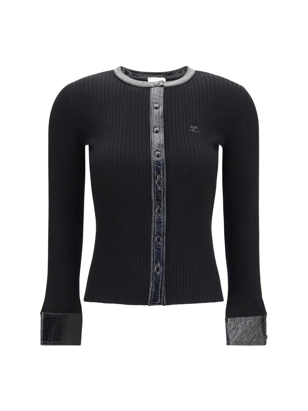 Courrèges Vinyl and knit Cardigan - Black
