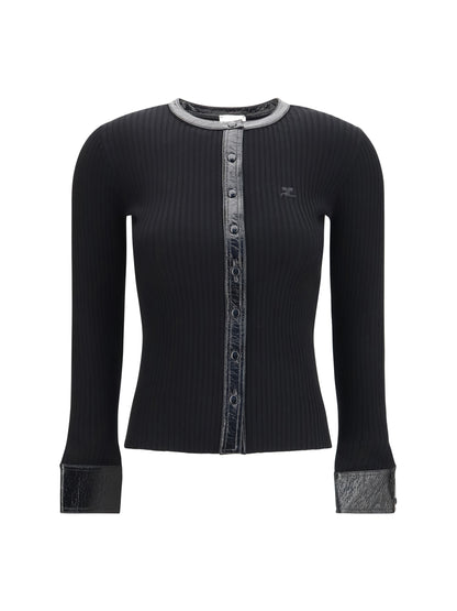 Courrèges Vinyl and knit Cardigan - Black