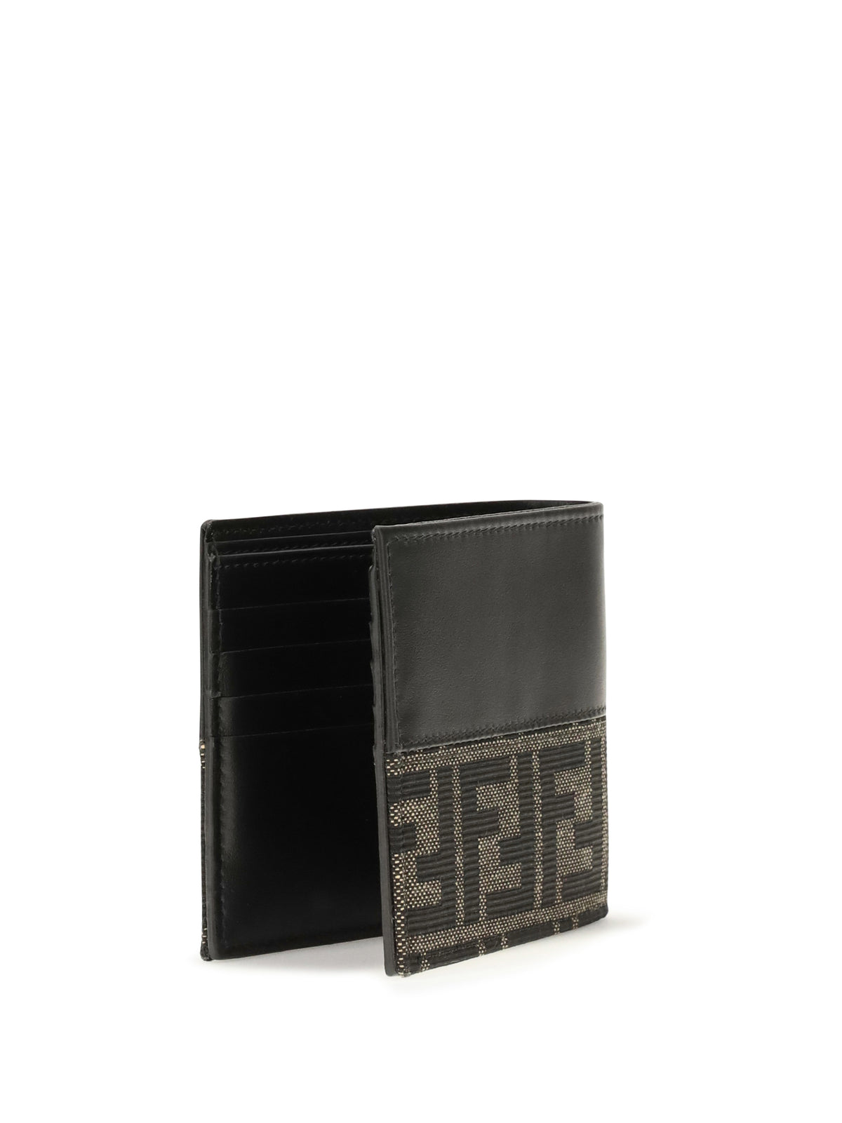 Fendi FF jacquard bifold Wallet - Nero+Tabacco Moro