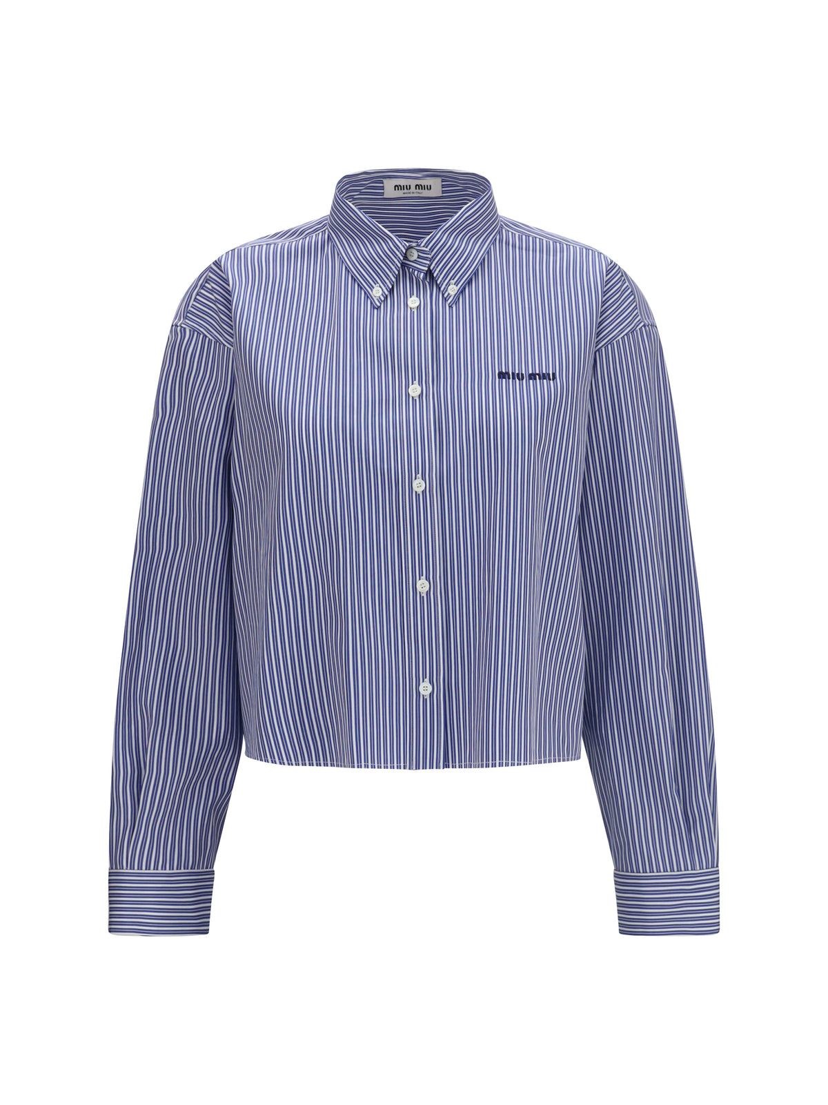 Miu Miu Striped cotton Shirt - Bianco+Cobalto