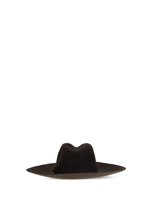 Valentino Large Fedora Hat - Dark Brown/Antique Light Gold