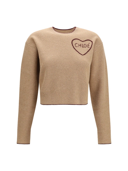 Chloé Heart-logo Sweater - Bleached Brown