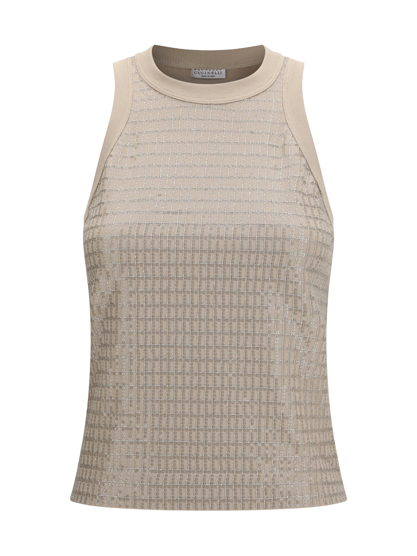 BRUNELLO CUCINELLI Top in cotton with luminous embroidery