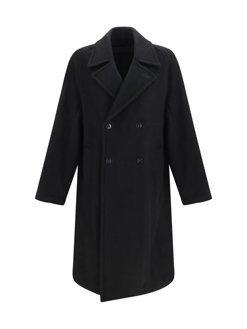 Lemaire Short double-breasted wool and alpaca Coat - Black