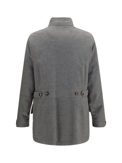 Brunello Cucinelli Cashmere Jacket with zip and buttons - Grey Pearl