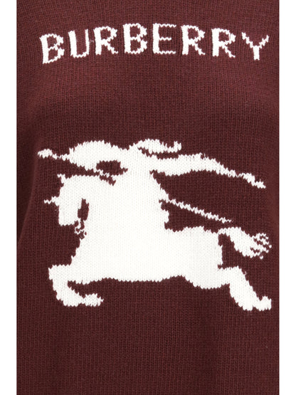 Burberry Cashmere and wool Sweater with Knight motif - Plum Purple/ White
