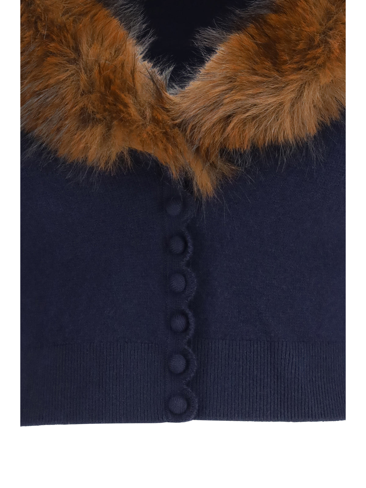 Self-Portrait Knit and faux fur Cardigan - Navy