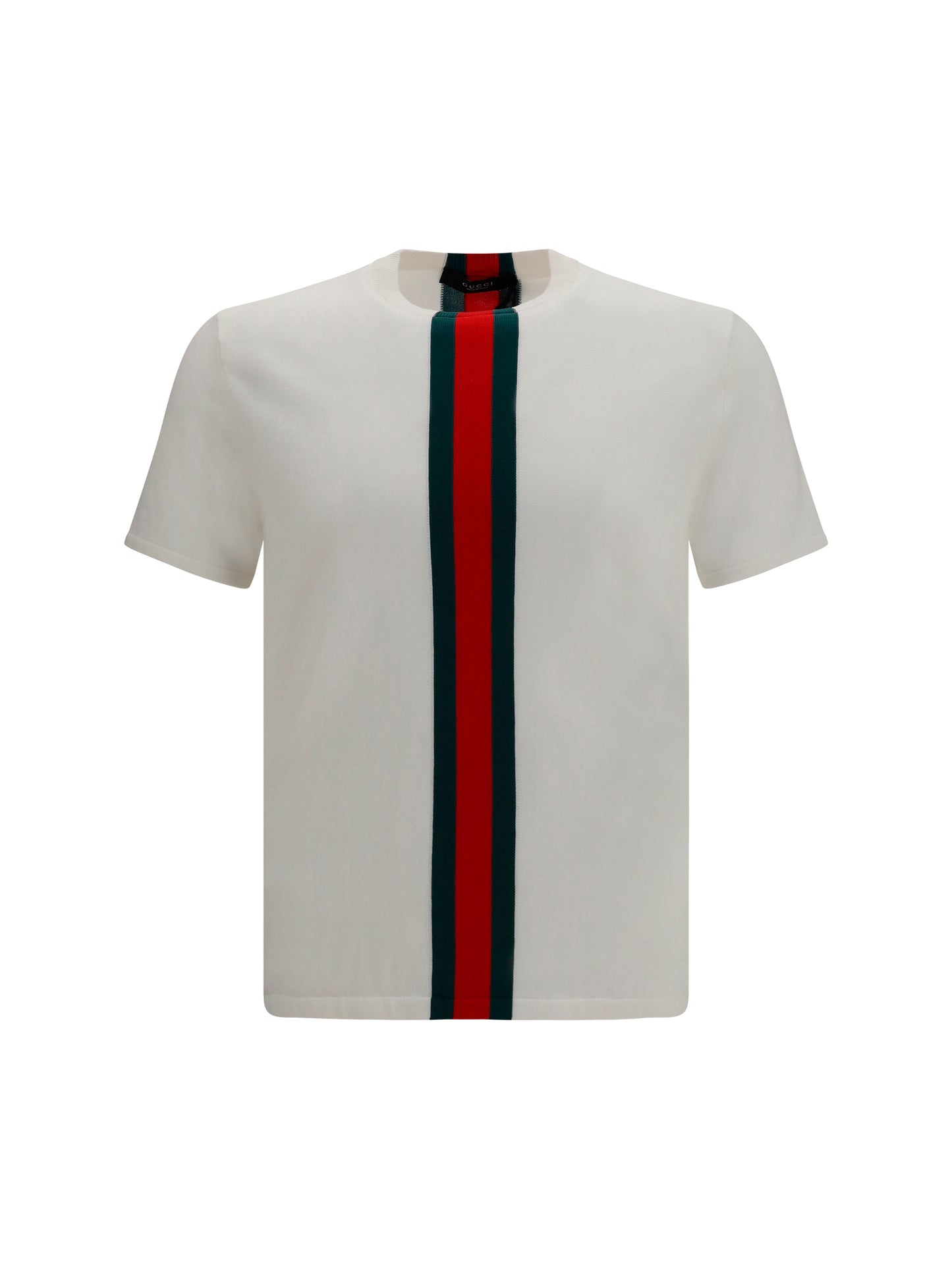 GUCCI Cotton knit T-shirt with Web intarsia