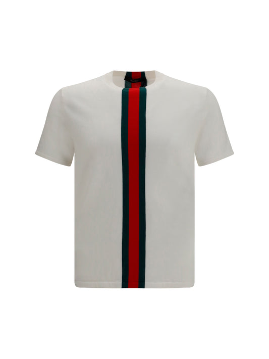 GUCCI Cotton knit T-shirt with Web intarsia
