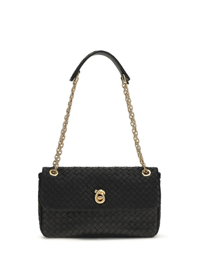 Bottega Veneta Intrecciato Shoulder Bag - Black-M Brass