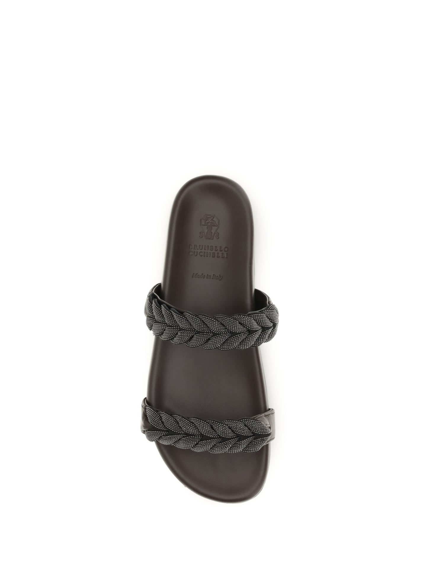 BRUNELLO CUCINELLI Leather Sandals with Precious Braided Straps