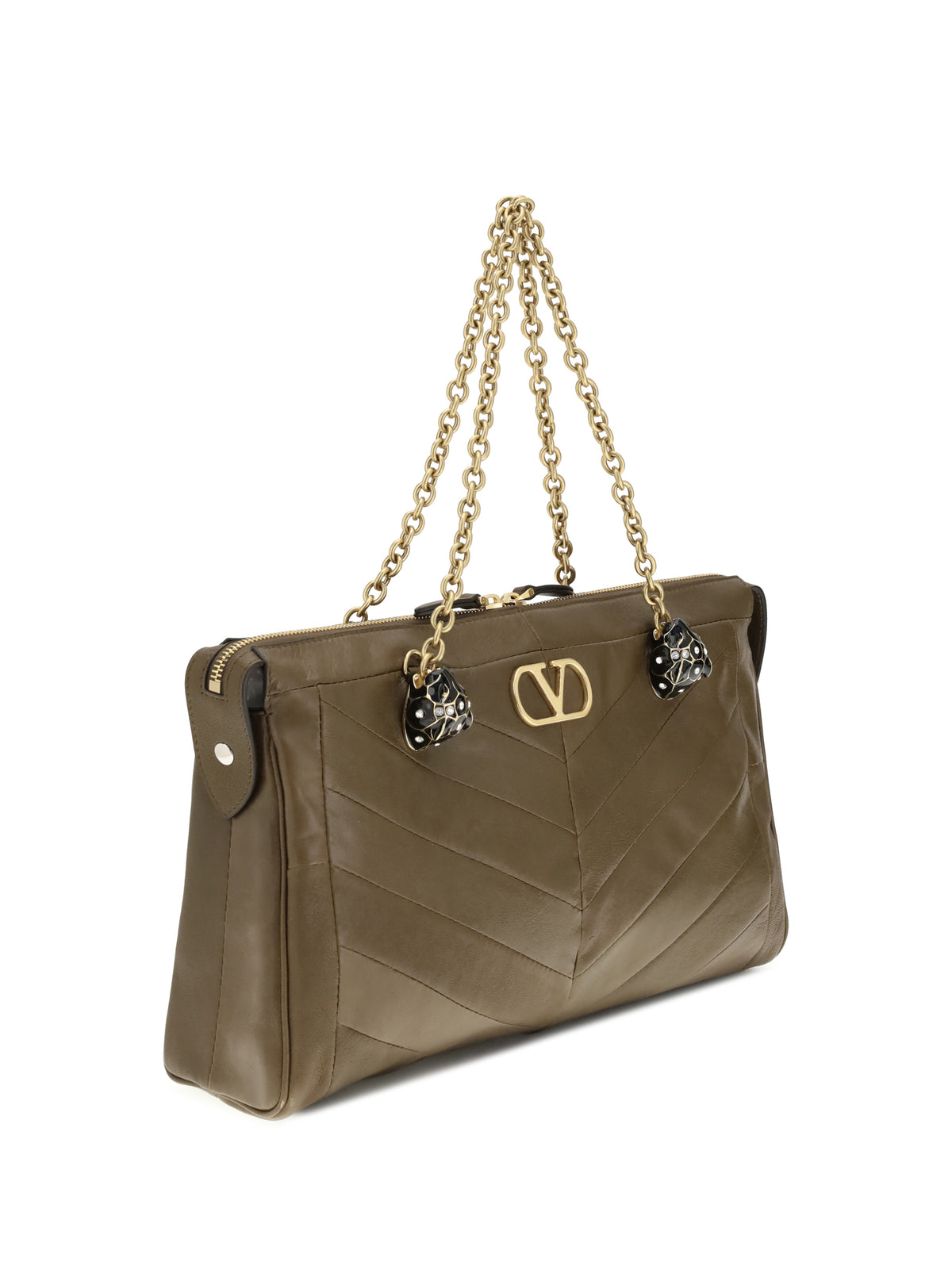 Valentino Medium Panthea Chevron Patchwork Shoulder Bag - Tundra