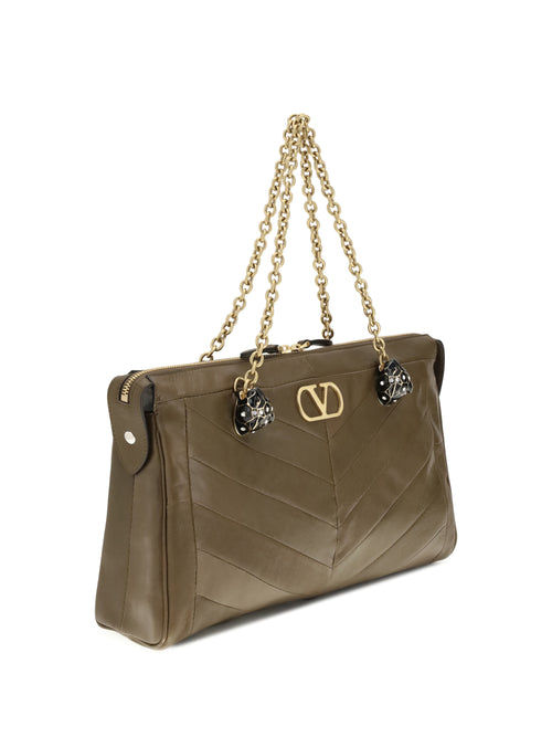 Valentino Medium Panthea Chevron Patchwork Shoulder Bag - Tundra