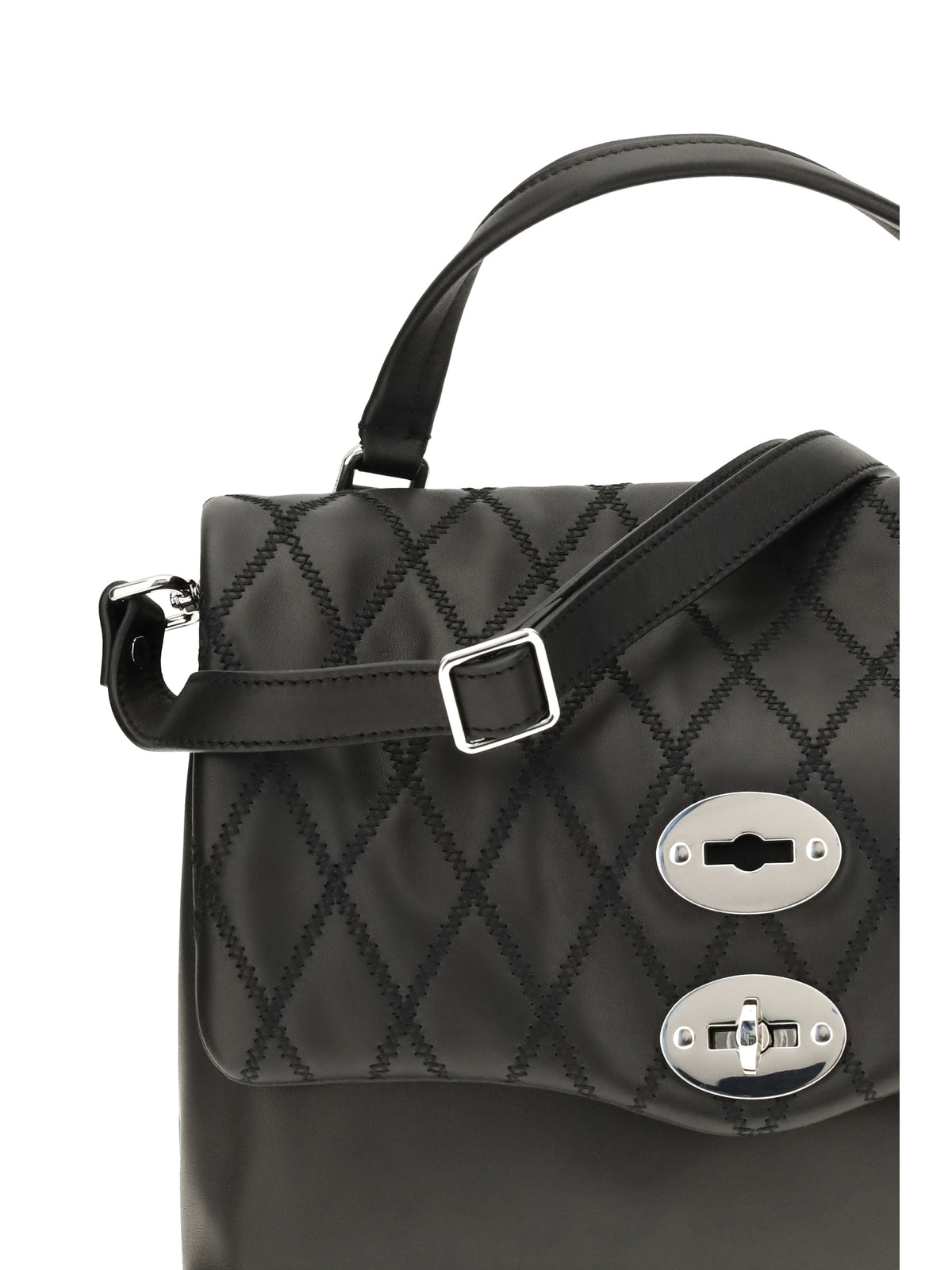 Zanellato Postina Tramè leather Top Handle Bag - Black Riso Venere