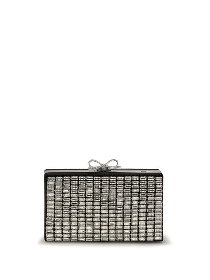 Self-Portrait Crystal chainmail Clutch - Silver