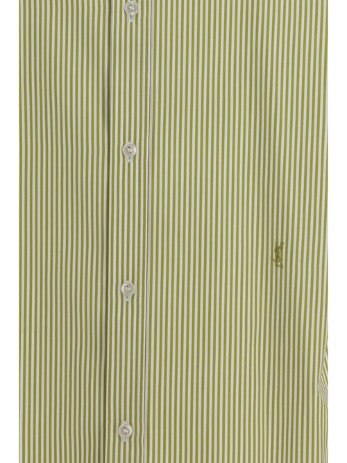 Saint Laurent Vertical Striped Button Shirt - Olive