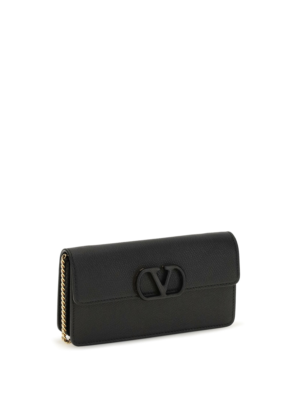 Valentino Garavani VLogo signature grainy calfskin chain Wallet - Black