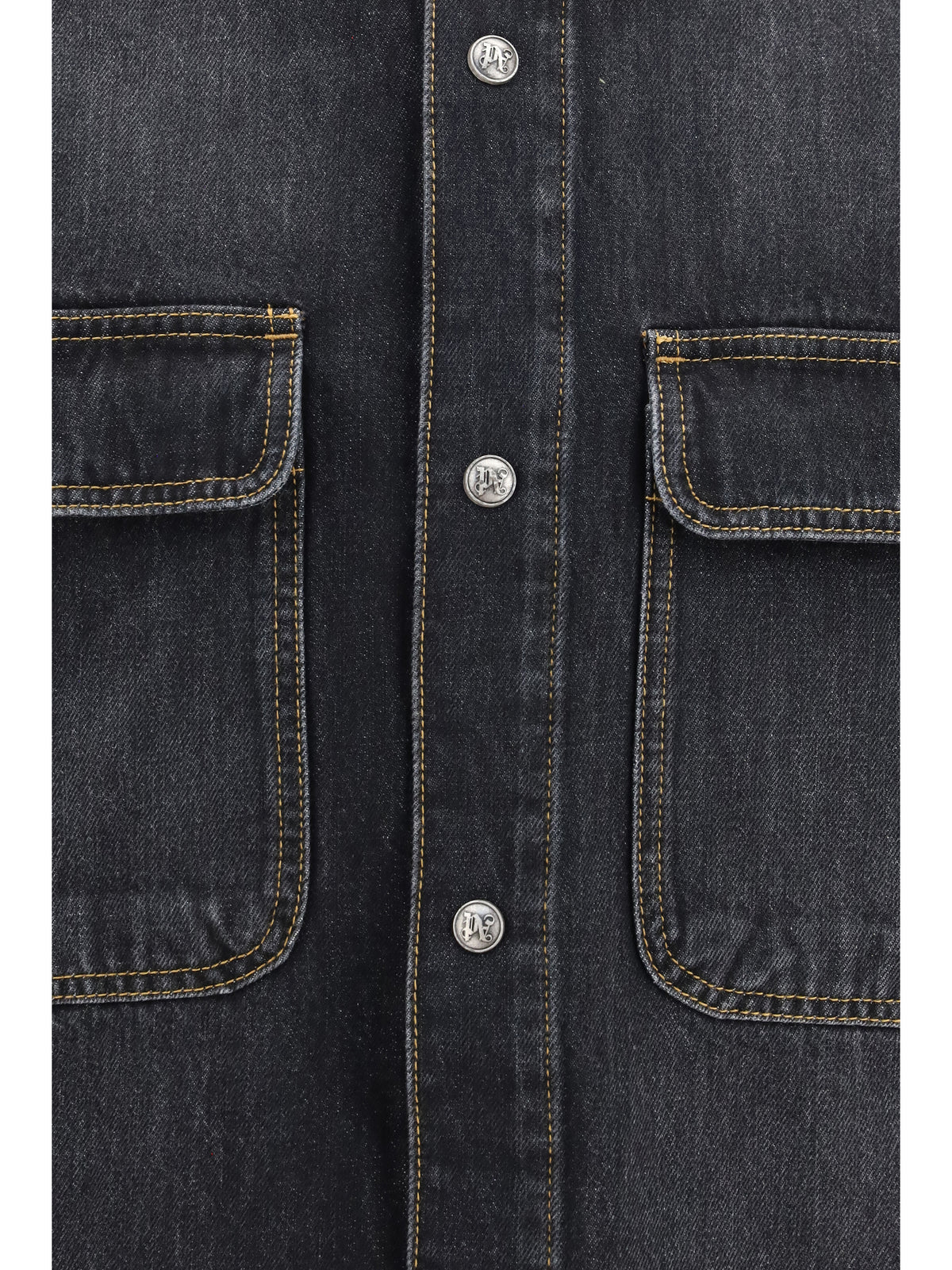 Palm Angels Denim Shirt with back logo - Vintage Black