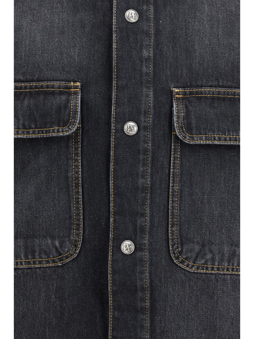 Palm Angels Denim Shirt with back logo - Vintage Black