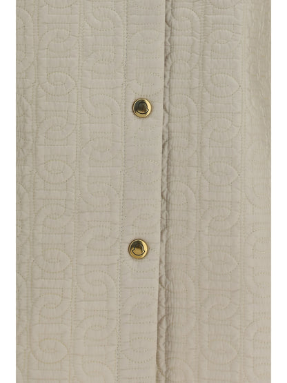 Moncler Quilted chain motif padded shirt Jacket - Pastel Brown