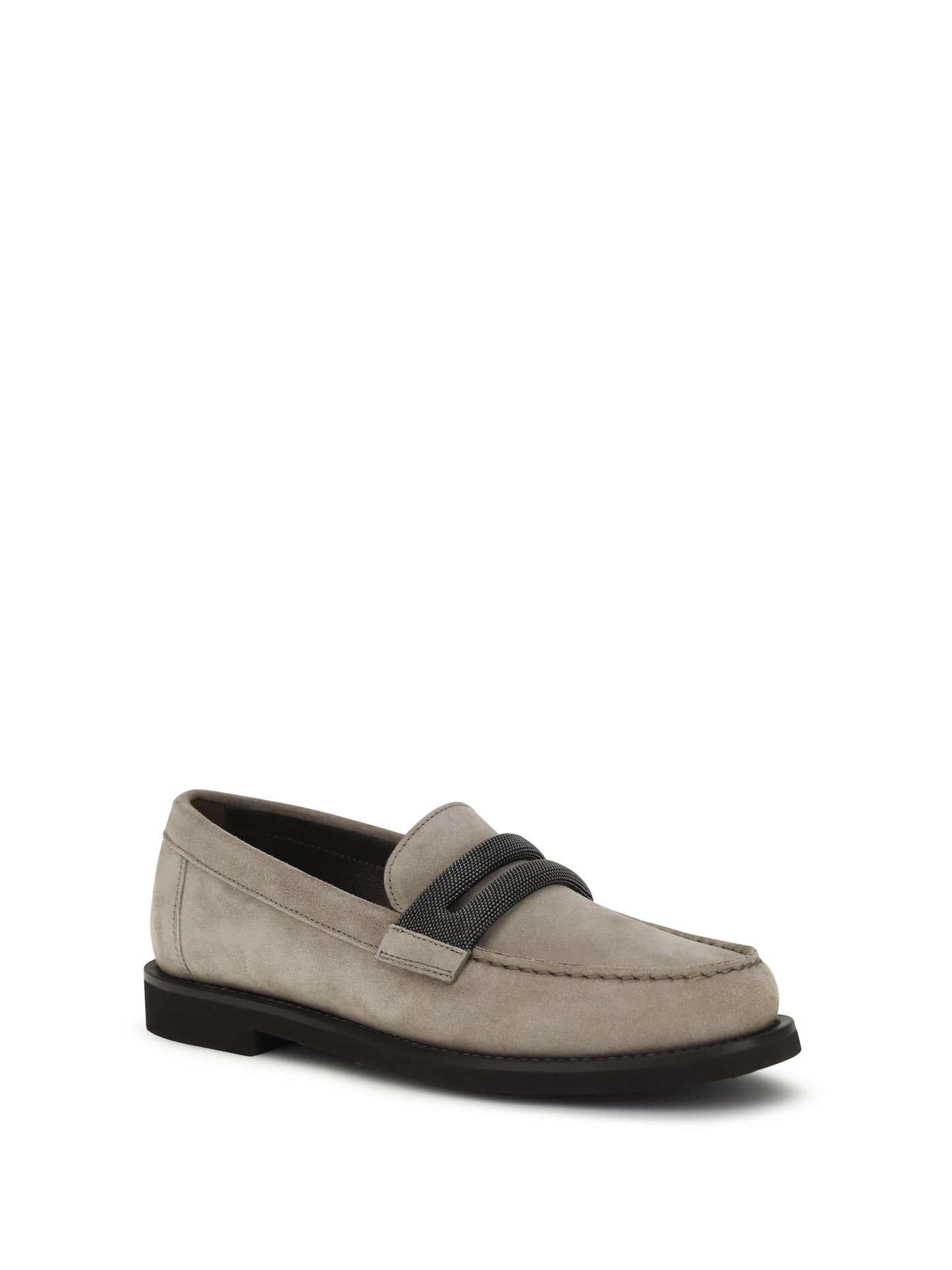 BRUNELLO CUCINELLI Penny Loafers in suede with precious clamp
