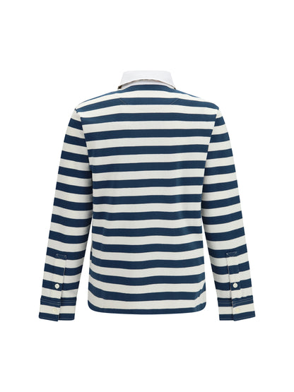Burberry Striped long-sleeve cotton Polo - Nickel Blue/Cotton W