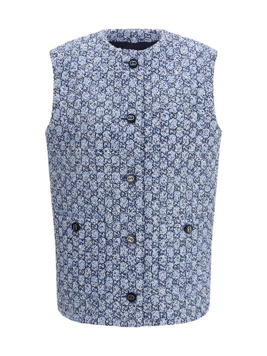 Gucci GG tweed Vest - Blue/Azure/Mc