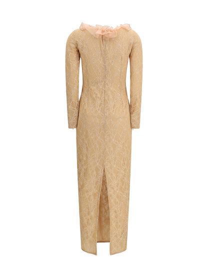 Alessandra Rich Stretch lace evening Dress - Nude